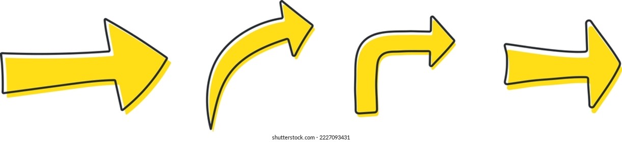 hand drawn arrows icons set