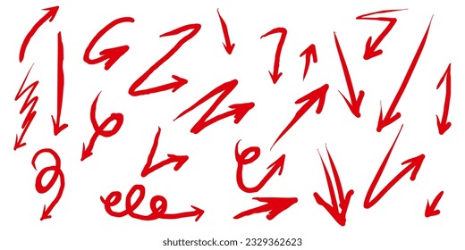 Hand drawn Arrows icons Set. arrow icon with various directions. Doodle vector illustration. isolated on a white background