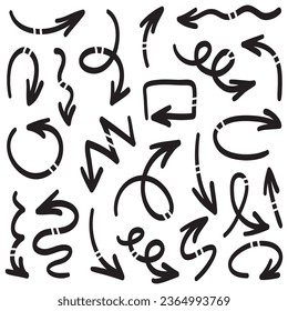 hand drawn Arrows icons Set. arrow icon with various directions. Doodle vector illustration. isolated on a white background.