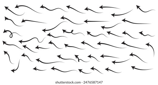 hand drawn Arrows icons Set. arrow icon with various directions. Doodle vector illustration. isolated on a white background.