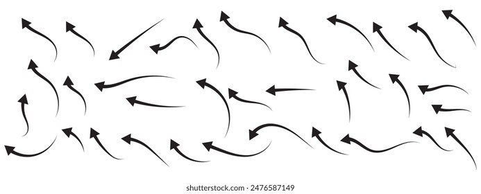 Hand drawn Arrows icons Set. arrow icon with various directions. Doodle vector illustration. isolated on a white background