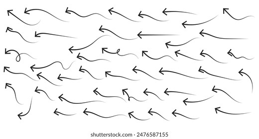 hand drawn Arrows icons Set. arrow icon with various directions. Doodle vector illustration. isolated on a white background.