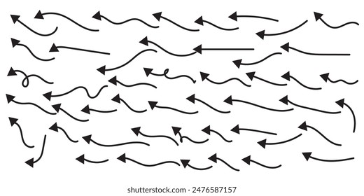 hand drawn Arrows icons Set. arrow icon with various directions. Doodle vector illustration. isolated on a white background.