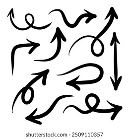 Hand drawn Arrows icons Set. arrow icon with various directions.