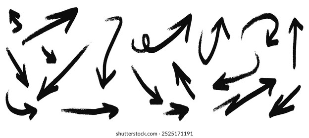 hand drawn Arrows icons Set. arrow icon with various directions. Doodle vector illustration. isolated on a white background