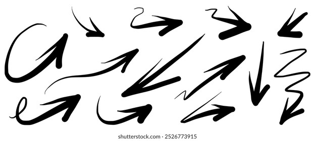 hand drawn Arrows icons Set. arrow icon with various directions. Doodle vector illustration. isolated on a white background