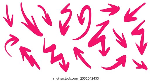hand drawn Arrows icons Set. arrow icon with various directions. Doodle vector illustration. isolated on a white background