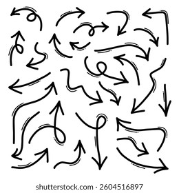 Hand drawn Arrows icons Set. arrow icon with various directions.