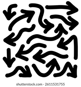 Hand drawn Arrows icons Set on white background.