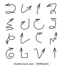 hand drawn arrows icons set on white