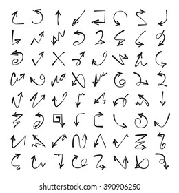 hand drawn arrows icons set on white