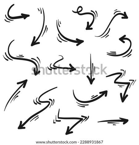 Hand drawn Arrows icons Set. arrow icon with various directions. Doodle vector illustration. isolated on a white background
