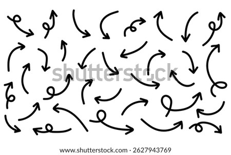 hand drawn Arrows icons Set. Arrows big black icon set. Arrow icons symbol design. Arrow flat vector collection