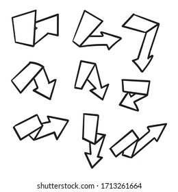 iconos dibujados a mano Iconos vectoriales dibujados a mano conjunto editable. Dibujo de flecha doodle hecho a mano batir el símbolo de signo aislado en fondo blanco. Dibujo de imagen de diseño de vectores de logotipo simple