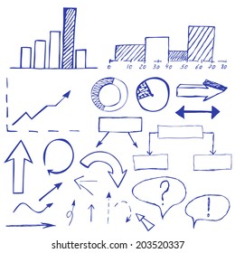 hand drawn arrows and infographic elements made in vector. business design elements set.