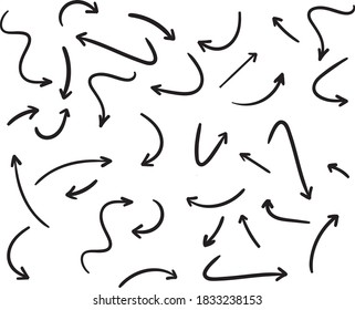 flechas dibujadas a mano aisladas en fondo blanco.