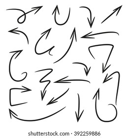 hand drawn arrows, isolated vector arrow signs