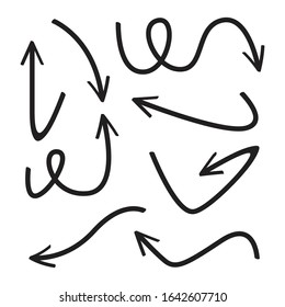 hand drawn arrows line vector set