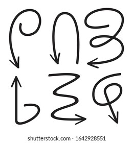 hand drawn arrows line vector set