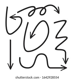 hand drawn arrows line vector set