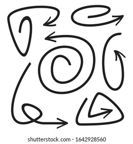 hand drawn arrows line vector set