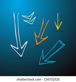Hand Drawn Arrows on Dark Blue Background