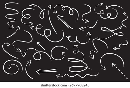 Hand drawn arrows on a dark gray backdrop.