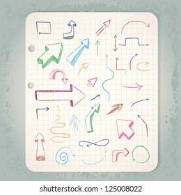 hand drawn arrows on notepad