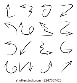 hand drawn arrows on white background, Hand drawn arrow vector icons set. sketch arrow design for business plan and education
