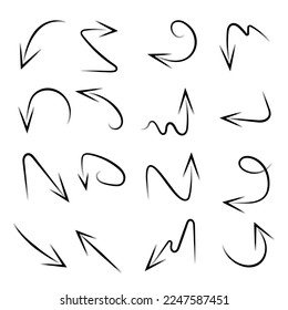 hand drawn arrows on white background, Hand drawn arrow vector icons set. sketch arrow design for business plan and education