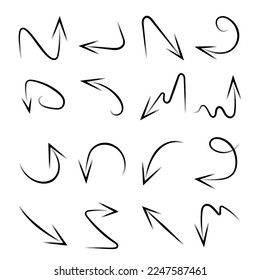 hand drawn arrows on white background, Hand drawn arrow vector icons set. sketch arrow design for business plan and education