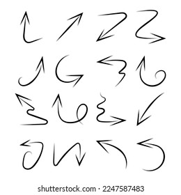 hand drawn arrows on white background, Hand drawn arrow vector icons set. sketch arrow design for business plan and education