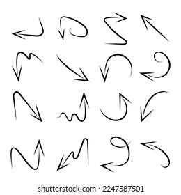 hand drawn arrows on white background, Hand drawn arrow vector icons set. sketch arrow design for business plan and education