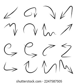 hand drawn arrows on white background, Hand drawn arrow vector icons set. sketch arrow design for business plan and education