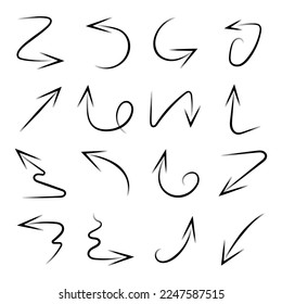 hand drawn arrows on white background, Hand drawn arrow vector icons set. sketch arrow design for business plan and education