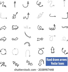 Hand drawn arrows outline Web icon set, simple thin line vector icons, vector icon collection svg