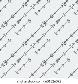 Hand drawn arrows pattern. -stock vector