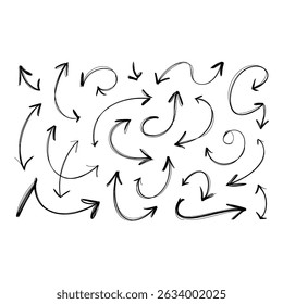Hand drawn arrows point in many directions a visual guide to choices and possibilities with clean