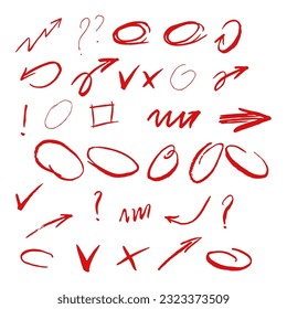 hand drawn arrows and rings. marker circles and arrows. Vector illustration.