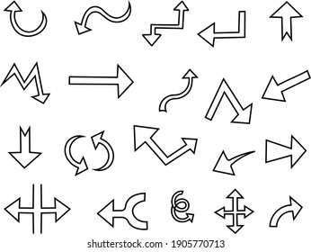 Hand Drawn Arrows Scribble Arrow Sketchy Ink Vector Image