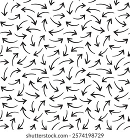 Hand drawn arrows seamless pattern Creative abstract logo icon illustration white background