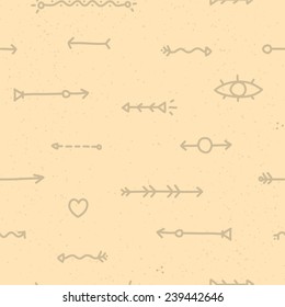 Hand drawn arrows seamless vector pattern