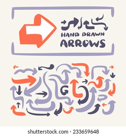 Hand drawn arrows set. 