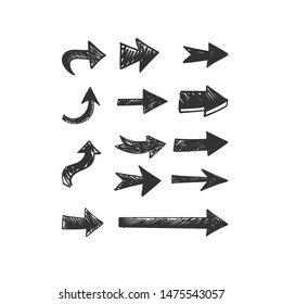 Hand drawn arrows set. Doodle arrow collection.