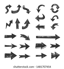 Hand drawn arrows set. Doodle arrow collection.