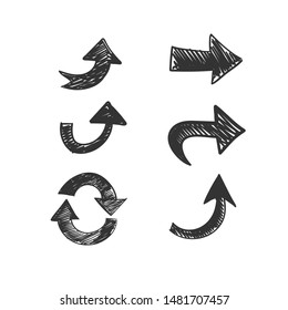 Hand drawn arrows set. Doodle arrow collection.