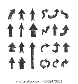 Hand drawn arrows set. Doodle arrow collection.