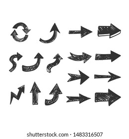 Hand drawn arrows set. Doodle arrow collection.