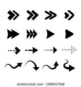 Hand drawn arrows set. Doodle elements collection. Curve arrow sketch. Down, up, right and left direction. Twist, swirl arrow. Sketchy scribble design. Pointer arrows. Vector isolated illustration.