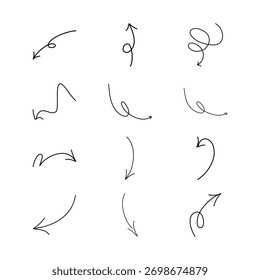 Flechas dibujadas a mano Establecer iconos de dirección de Doodle
